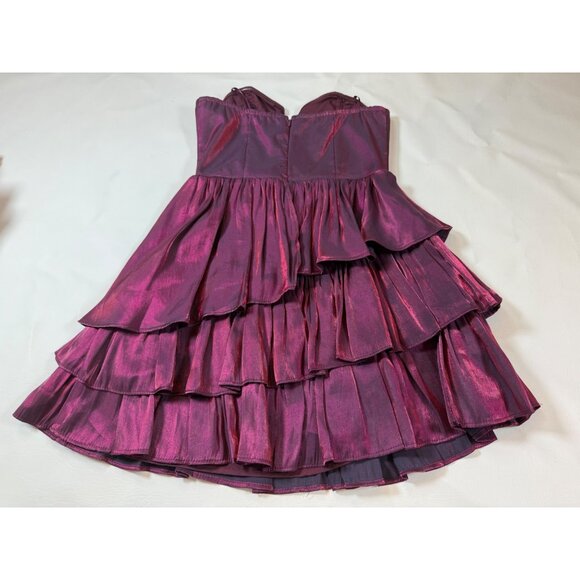 NWT Berry Strapless Ruffle Pleated Mini Dress Do+Be S Flouncy Fit (bin KK134) - Picture 4 of 11